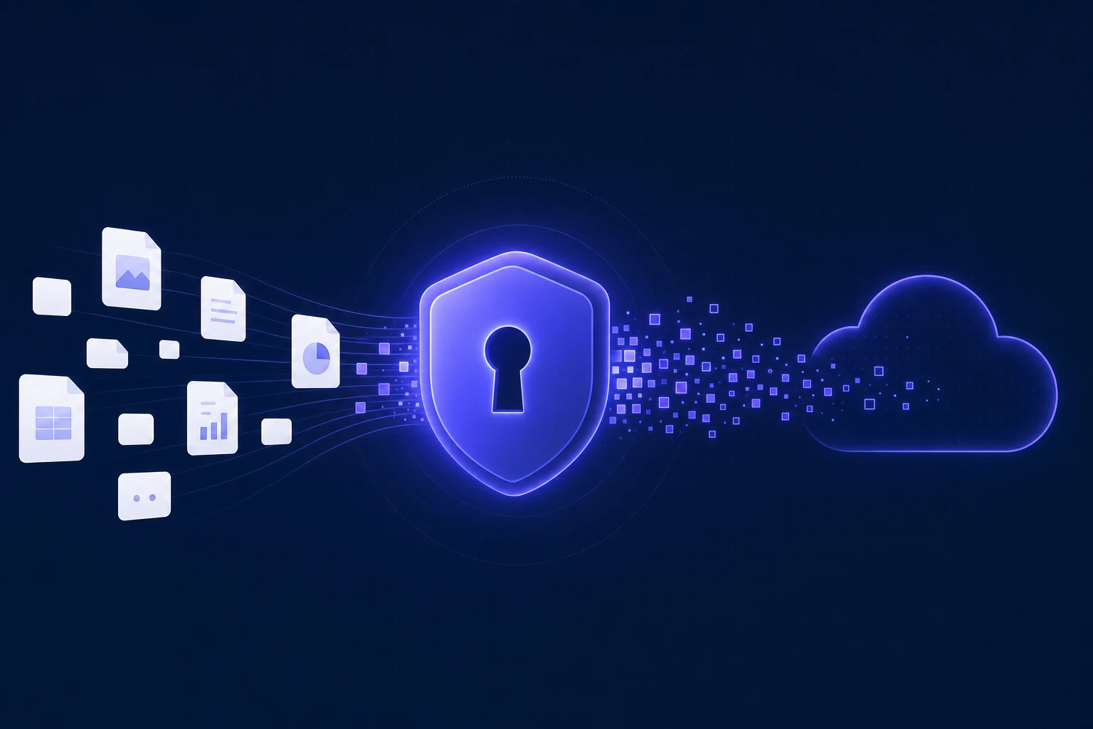Files entering the Trilli vault and emerging as unreadable ciphertext in the cloud
